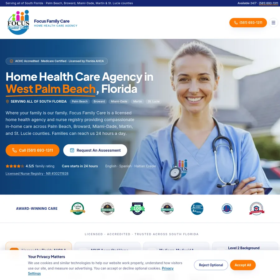 Focus Family Care website homepage